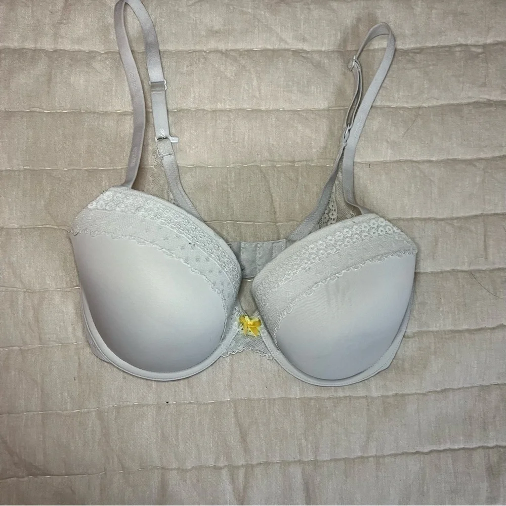 Aerie Grey Lace Trimmed Underwire Push Up Bra Size 32DDD